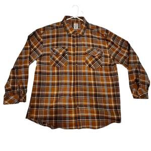 Dickies Men’s Rugged Flex Brown Plaid‎ Pearl Button Down Flannel 3XL 54-56
